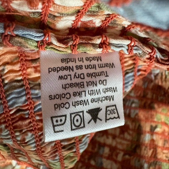 House of Harlow 1960 Womens Floral Boho Ruffle Neck Smocked Top Multicolor Sz XL - Picture 10 of 10